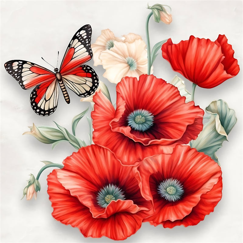 Diamond Painting - Full Round - poppy flower (30*30CM)