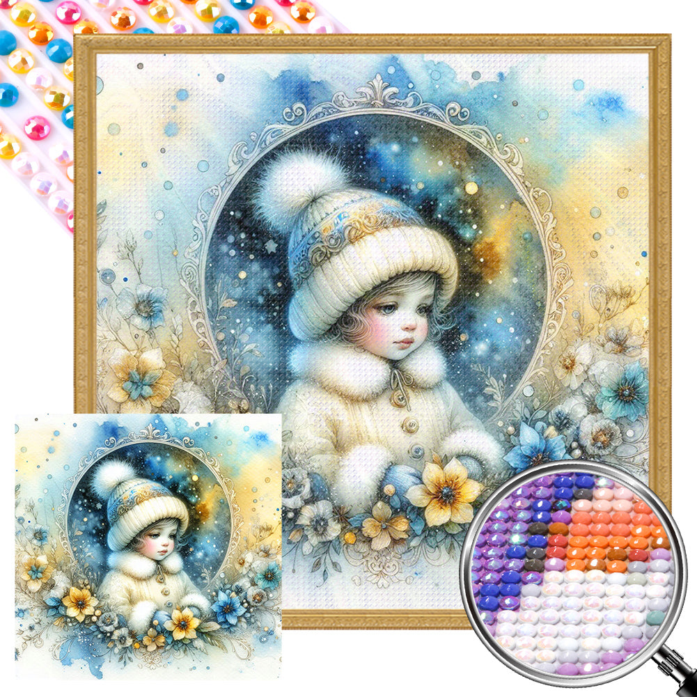 AB Diamond Painting - Full Round - winter girl (30*30CM)