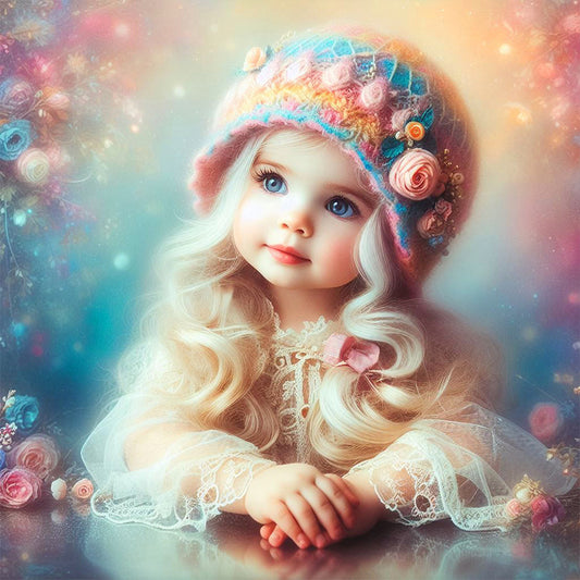 AB Diamond Painting - Full Round - thinking girl (30*30CM)