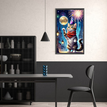 AB Diamond Painting - Full Round - new year kitten (30*50CM)