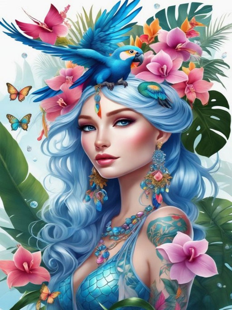 Diamond Painting - Full Round - blue hair girl (40*60CM)