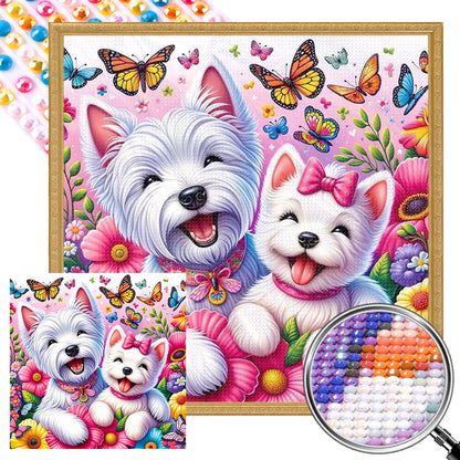 AB Diamond Painting - Full Round - two dogs (30*30CM)