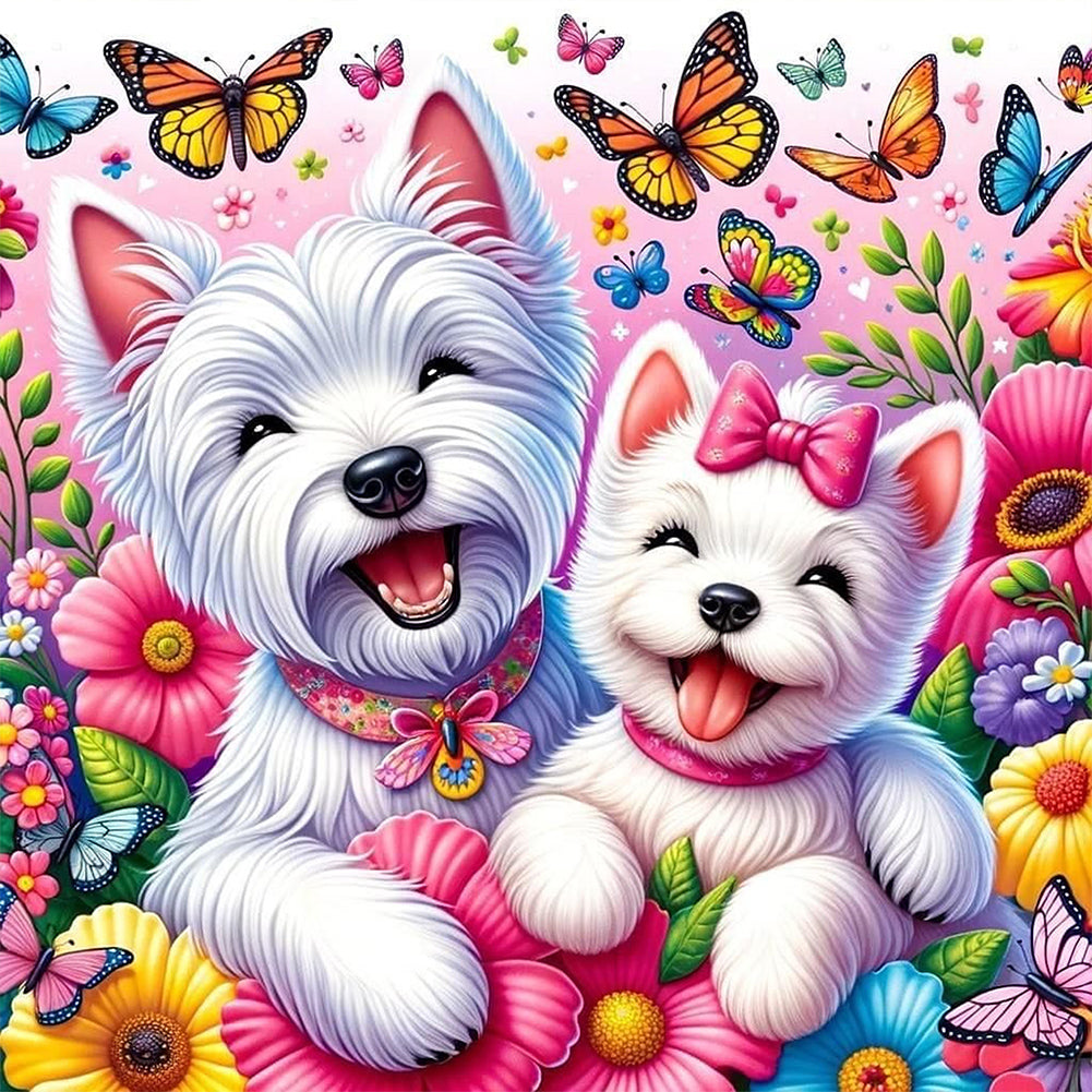 AB Diamond Painting - Full Round - two dogs (30*30CM)