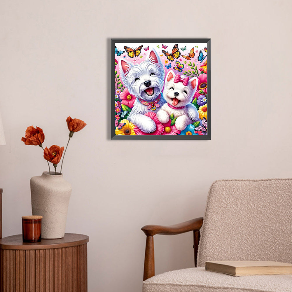 AB Diamond Painting - Full Round - two dogs (30*30CM)