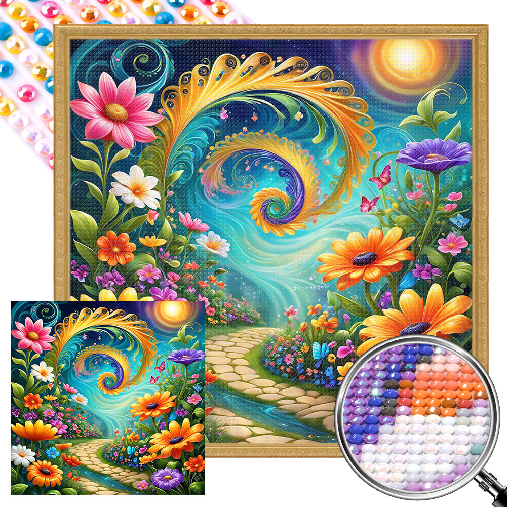 AB Diamond Painting - Full Round - fairy tale world flowers (30*30CM)