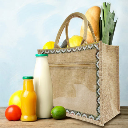 Linen Tote Bags Waterproof Daily Utility Bag for Grocery/School/Travel/Study/Gym