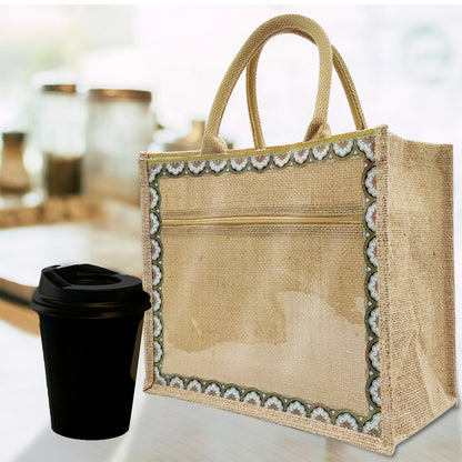 Linen Tote Bags Waterproof Daily Utility Bag for Grocery/School/Travel/Study/Gym