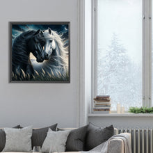 Load image into Gallery viewer, Diamond Painting - Full Round - black horse white horse (30*30CM)
