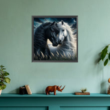 Load image into Gallery viewer, Diamond Painting - Full Round - black horse white horse (30*30CM)
