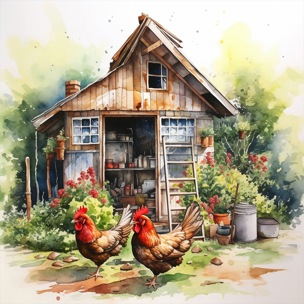 Diamond Painting - Full Round - farm chicken (30*30CM)