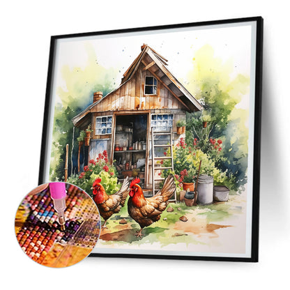 Diamond Painting - Full Round - farm chicken (30*30CM)