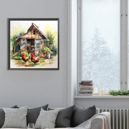 Diamond Painting - Full Round - farm chicken (30*30CM)