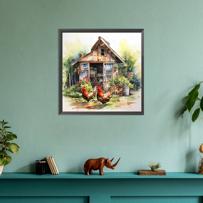 Diamond Painting - Full Round - farm chicken (30*30CM)