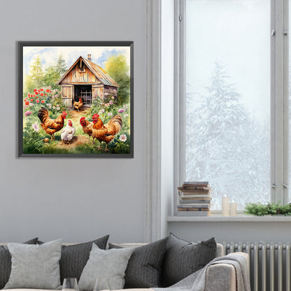 Diamond Painting - Full Round - farm chicken (30*30CM)