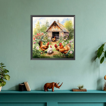 Diamond Painting - Full Round - farm chicken (30*30CM)