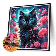 Load image into Gallery viewer, Diamond Painting - Full Round - Black cat under the moon (30*30CM)
