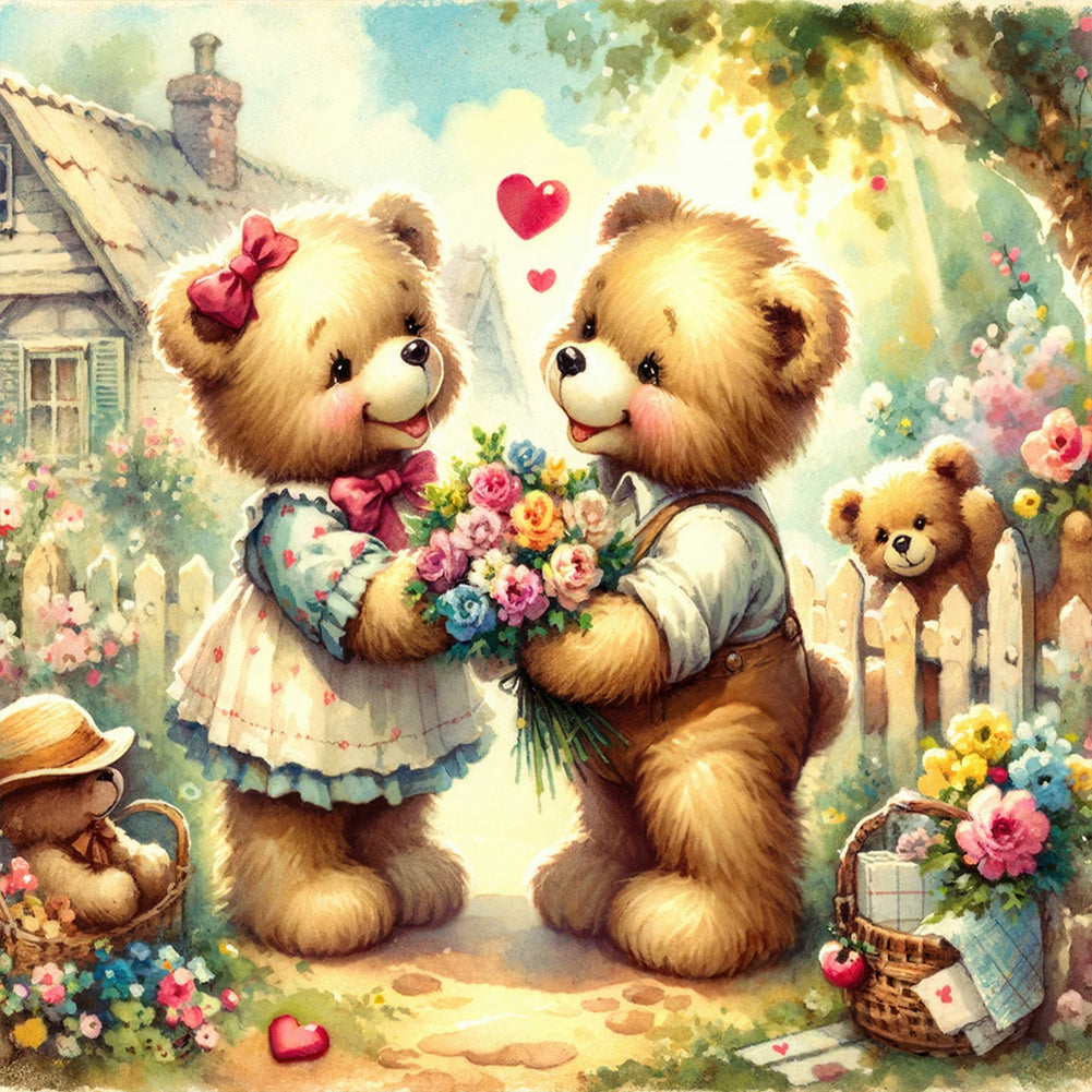 Diamond Painting - Full Round - Rose Care Bear (30*30CM)