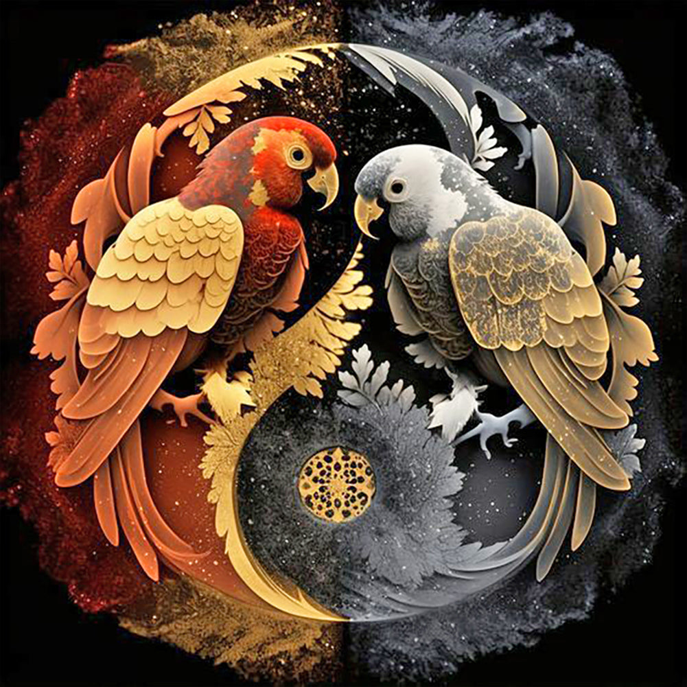 Diamond Painting - Full Round - Personality Bird Yin Yang Chart (30*30CM)