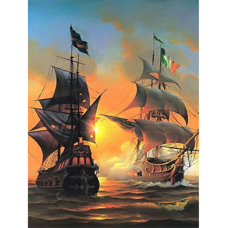 Diamond Painting - Full Square - sea sailing boat (50*70CM)