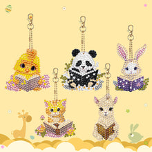 Load image into Gallery viewer, 5 Pcs Double Sided Diamond Painting Keychain for Beginners Adult(Animal Reading)
