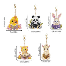 Load image into Gallery viewer, 5 Pcs Double Sided Diamond Painting Keychain for Beginners Adult(Animal Reading)

