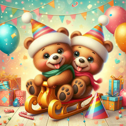 Diamond Painting - Full Round - playing bear (40*40CM)