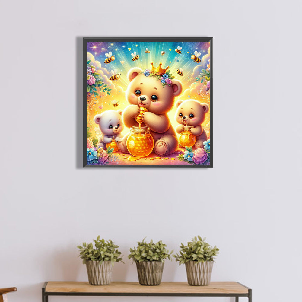 Diamond Painting - Full Round - bear eating honey (40*40CM)