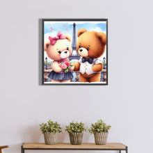 Load image into Gallery viewer, Diamond Painting - Full Round - Couple bears and Eiffel Tower (40*40CM)
