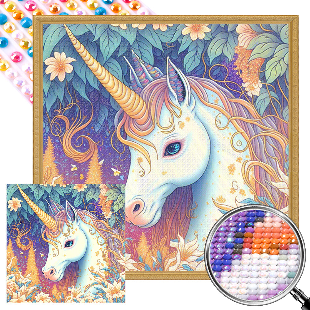 AB Diamond Painting - Full Round - forest unicorn (40*40CM)
