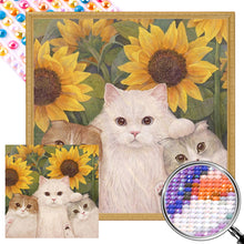 Load image into Gallery viewer, AB Diamond Painting - Full Round - Sunflower and cat (40*40CM)

