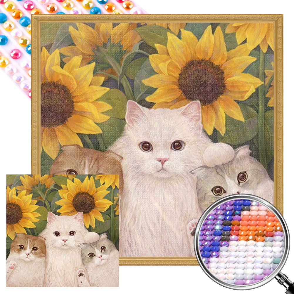 AB Diamond Painting - Full Round - Sunflower and cat (40*40CM)