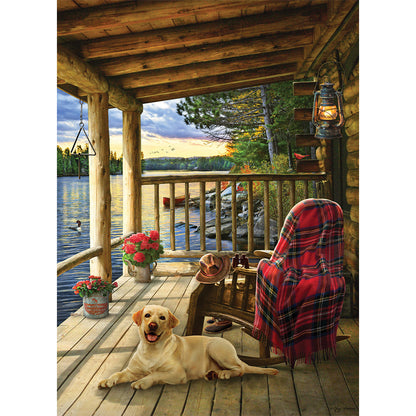AB Diamond Painting - Full Round - Puppy resting on fence (40*55CM)