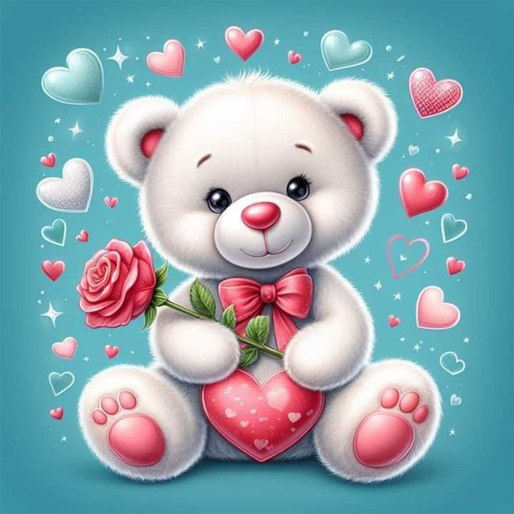 Diamond Painting - Full Round - Rose Bear¡¤Blue (30*30CM)