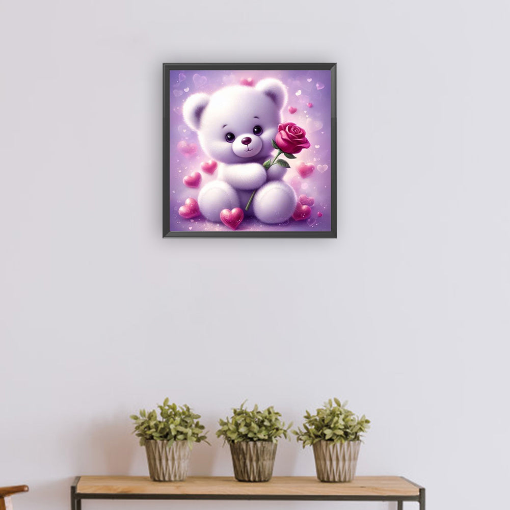 Diamond Painting - Full Round - Rose Bear¡¤Purple (30*30CM)