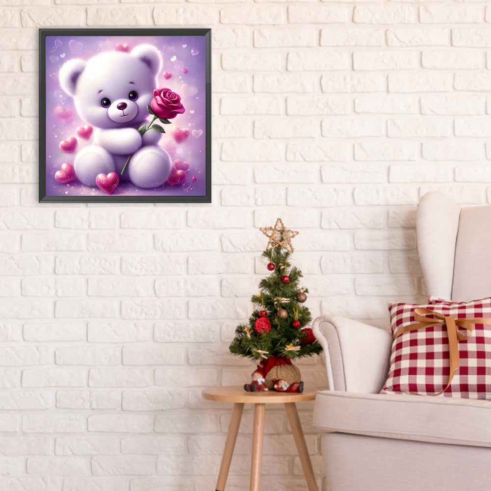 Diamond Painting - Full Round - Rose Bear¡¤Purple (30*30CM)