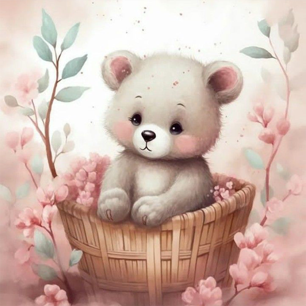 Diamond Painting - Full Round - flower basket bear (30*30CM)