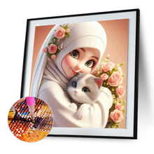 Load image into Gallery viewer, Diamond Painting - Full Round - girl and cat (30*30CM)

