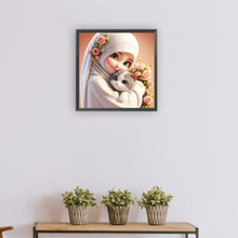Load image into Gallery viewer, Diamond Painting - Full Round - girl and cat (30*30CM)
