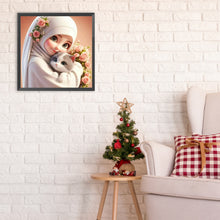 Load image into Gallery viewer, Diamond Painting - Full Round - girl and cat (30*30CM)
