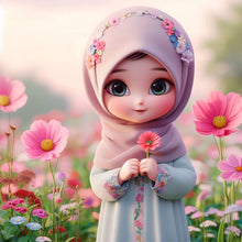 Load image into Gallery viewer, Diamond Painting - Full Round - girl and flower (30*30CM)
