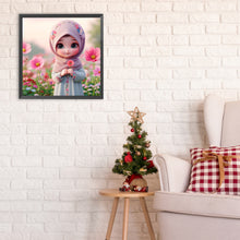 Load image into Gallery viewer, Diamond Painting - Full Round - girl and flower (30*30CM)
