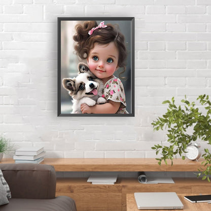 Diamond Painting - Full Round - little girl and animals (30*40CM)