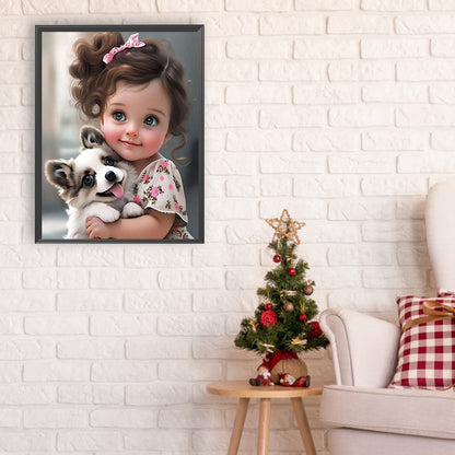 Diamond Painting - Full Round - little girl and animals (30*40CM)