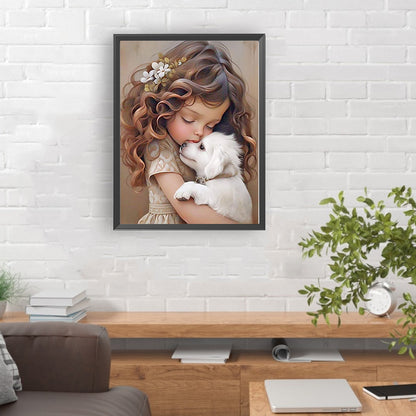 Diamond Painting - Full Round - little girl and animals (30*40CM)