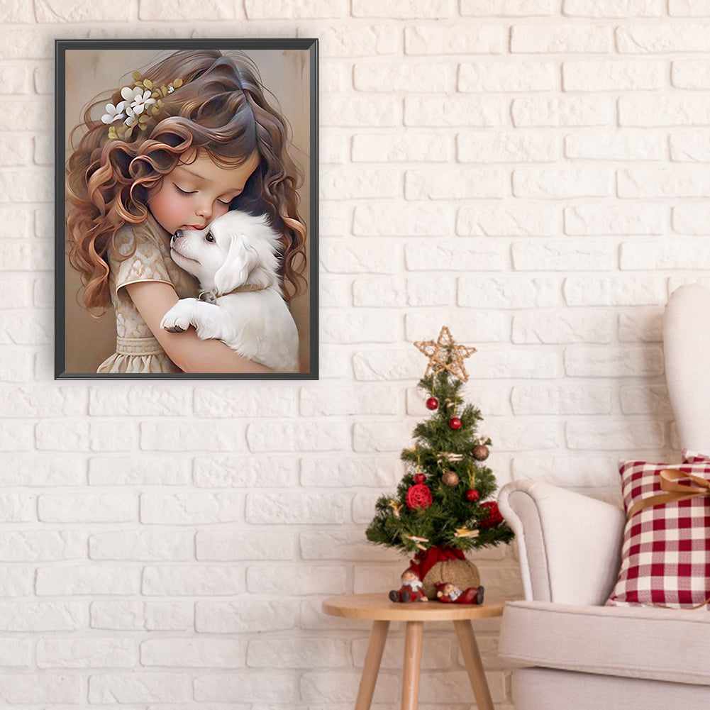Diamond Painting - Full Round - little girl and animals (30*40CM)