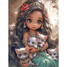 Load image into Gallery viewer, Diamond Painting - Full Round - little girl and animals (30*40CM)

