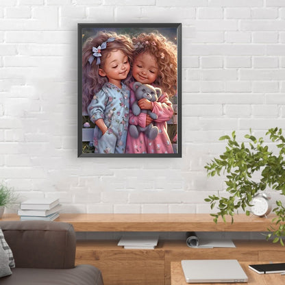 Diamond Painting - Full Round - little girl and animals (30*40CM)
