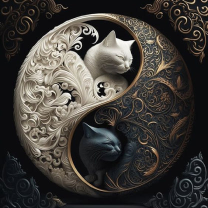 Diamond Painting - Full Round - Yin Yang Tai Chi Cat (30*30CM)