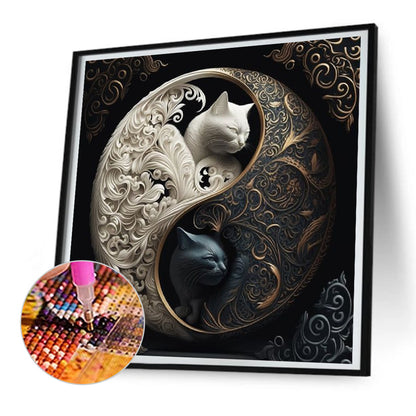 Diamond Painting - Full Round - Yin Yang Tai Chi Cat (30*30CM)