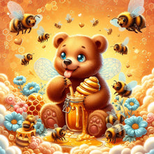 Load image into Gallery viewer, Diamond Painting - Full Round - Bear and bee (30*30CM)
